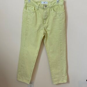 MNG Denim Yellow/Green Ankle Jeans Sz 4 NWOT